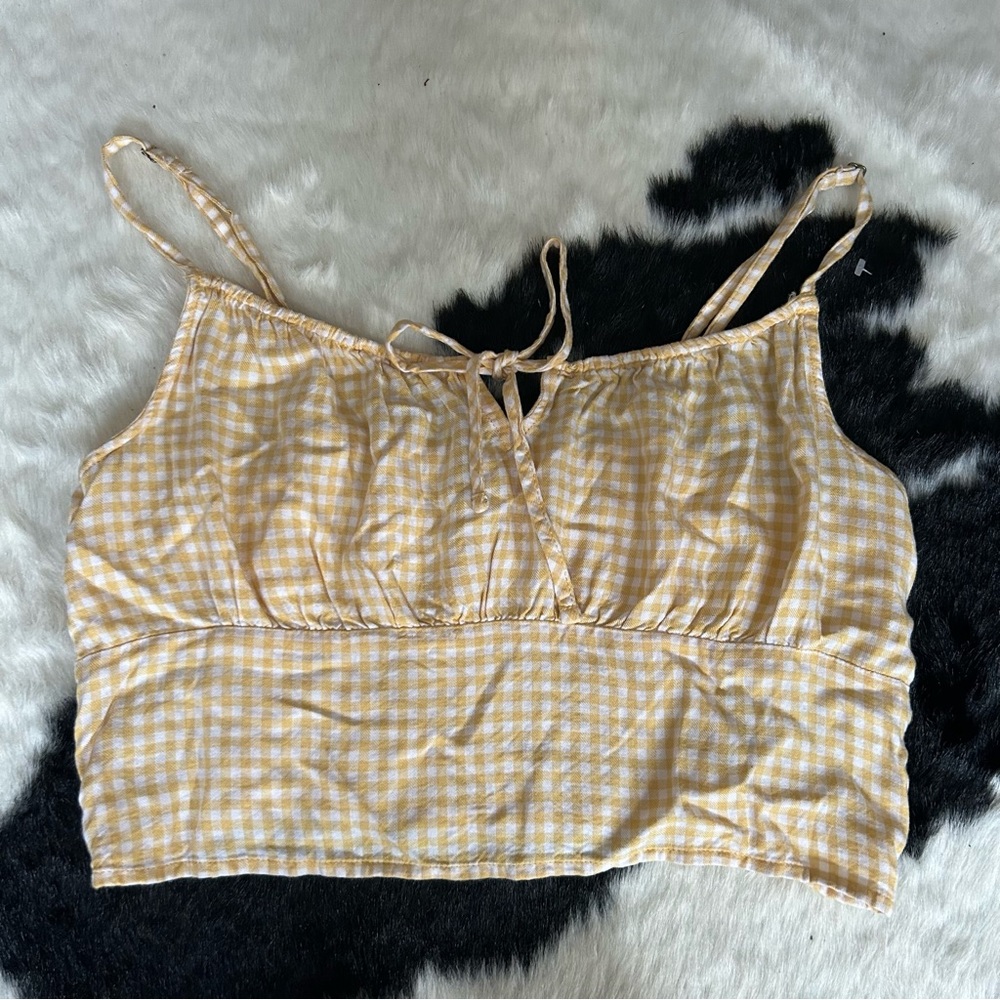 Hollister yellow gingham cropped tank